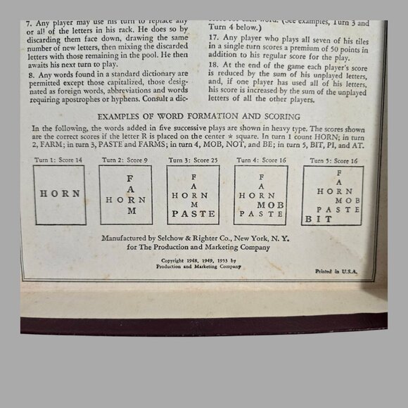 Vintage 1953 Selchow & Righter Co Scrabble Game Missing Only 1 Tile - Picture 8 of 11